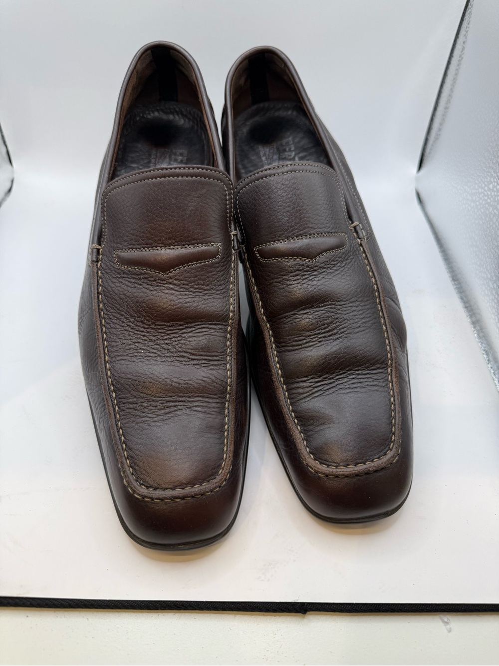 Salvatore Ferragamo Dark Brown Leather Slip-On Loafers/ Drivers